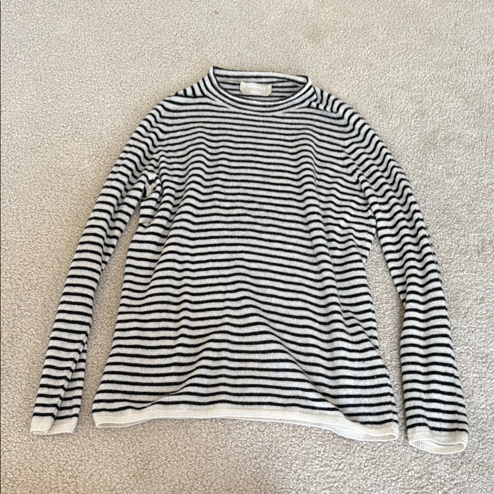 MaxMara Black and White Striped Long Sleeve Top